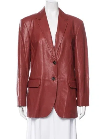 Pre-owned Brunello Cucinelli Leather Blazer In Red