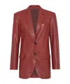 Brunello Cucinelli Natural Leather Blazer With Monili In Red