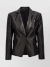 Brunello Cucinelli Black One-breasted Jacket In Leather Woman