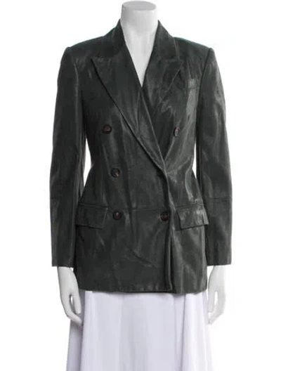 Pre-owned Brunello Cucinelli Leather Blazer W/ Tags In Green