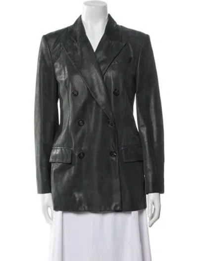 Pre-owned Brunello Cucinelli Leather Blazer W/ Tags In Green