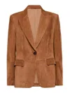 Brunello Cucinelli Cuoio Suede Leather Jacket In Beige