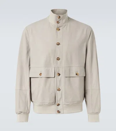 Brunello Cucinelli Leather Blouson Jacket In Multi