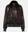 Brunello Cucinelli Women Removable Shearling Leather Aviator Bomber Jacket In Brown