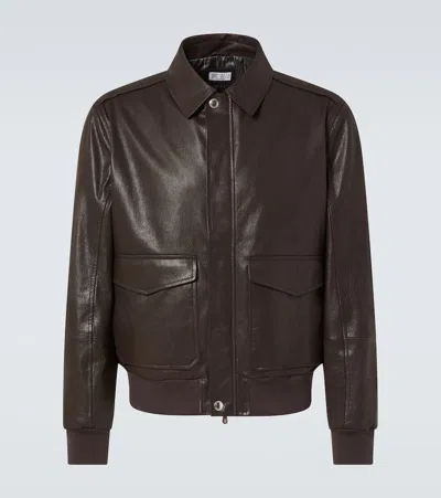 BRUNELLO CUCINELLI LEATHER BLOUSON