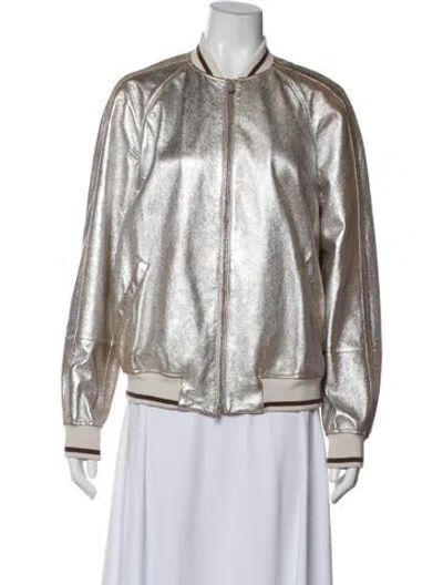 Pre-owned Brunello Cucinelli Leather Bomber Jacket