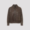 Brunello Cucinelli Leather Bomber Jacket Point Collar Hem In Brown
