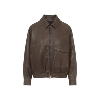 BRUNELLO CUCINELLI BRUNELLO CUCINELLI LEATHER BOMBER JACKET