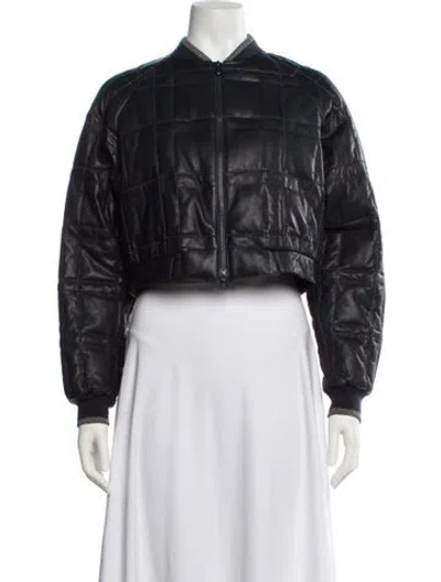 Pre-owned Brunello Cucinelli Leather Bomber Jacket In Black