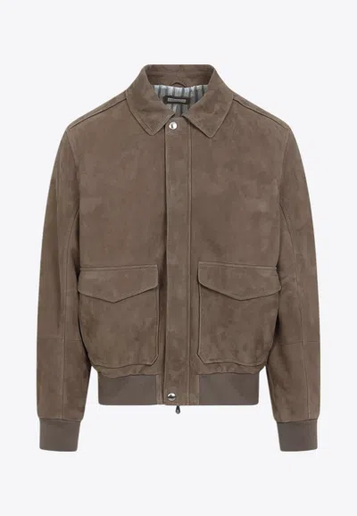 BRUNELLO CUCINELLI LEATHER BOMBER JACKET