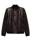 Brunello Cucinelli Leather Bomber Jacket In Brown