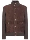 Brunello Cucinelli Bomber Jacket In Leather And Cashmere In Brown