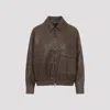 Brunello Cucinelli Leather Bomber Jacket Point Collar Hem In Brown