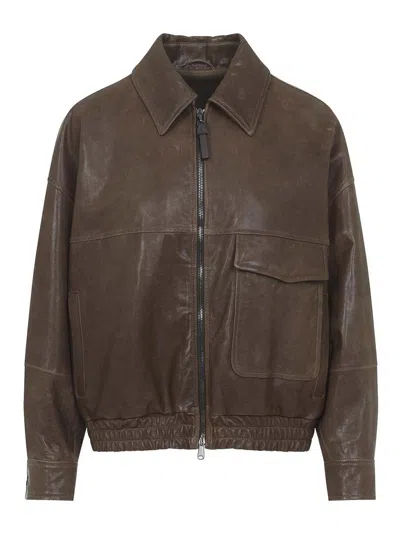 BRUNELLO CUCINELLI CHAQUETA BOMBER - MARRÓN TOPO