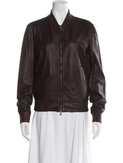 Pre-owned Brunello Cucinelli Leather Bomber Jacket In Brown