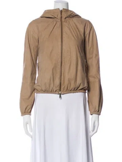 Pre-owned Brunello Cucinelli Leather Bomber Jacket In Brown
