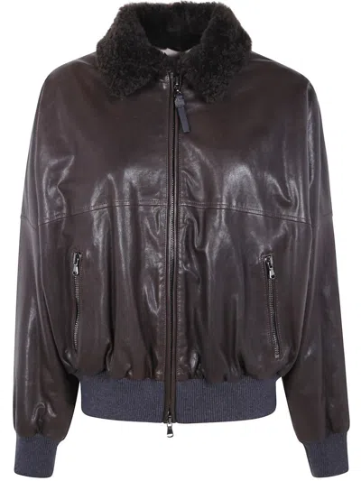 BRUNELLO CUCINELLI BRUNELLO CUCINELLI LEATHER BOMBER JACKET CLOTHING