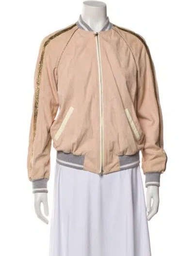 Pre-owned Brunello Cucinelli Leather Bomber Jacket In Neutral