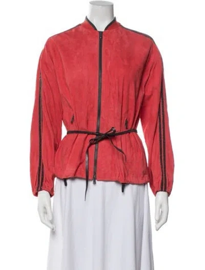 Pre-owned Brunello Cucinelli Leather Bomber Jacket In Pink