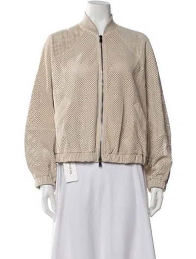 Pre-owned Brunello Cucinelli Leather Bomber Jacket W/ Tags In Multicolor