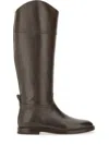 Brunello Cucinelli Brown Leather Boots With Shiny Detail In Gray