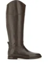 Brunello Cucinelli Brown Leather Boots With Shiny Detail In Gray