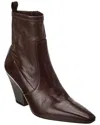 Brunello Cucinelli Leather Monili-heel Zip Booties In Brown
