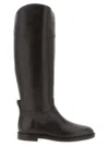 Brunello Cucinelli Knee High Leather Riding Footwear In Brown