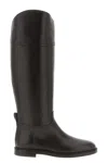 Brunello Cucinelli Knee High Leather Riding Footwear In Brown
