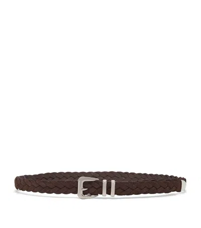 Brunello Cucinelli Leather Braided Belt In Brown