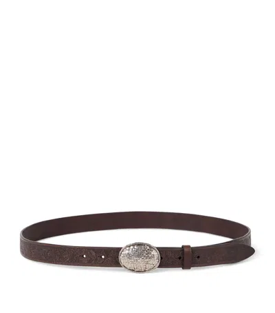 Brunello Cucinelli Leather Braided Buckle Belt In Brown