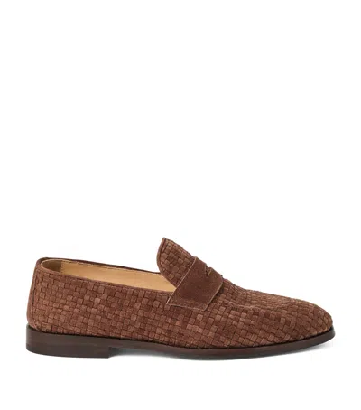 BRUNELLO CUCINELLI LEATHER BRAIDED LOAFERS