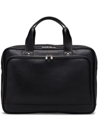 Brunello Cucinelli Leather Briefcase In Black