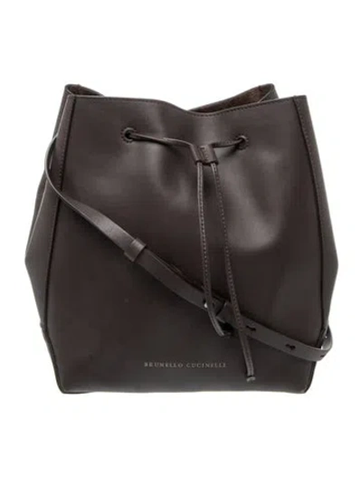 Pre-owned Brunello Cucinelli Leather Bucket Bag In Brown