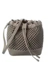 Brunello Cucinelli Leather Bucket Bag In Gray