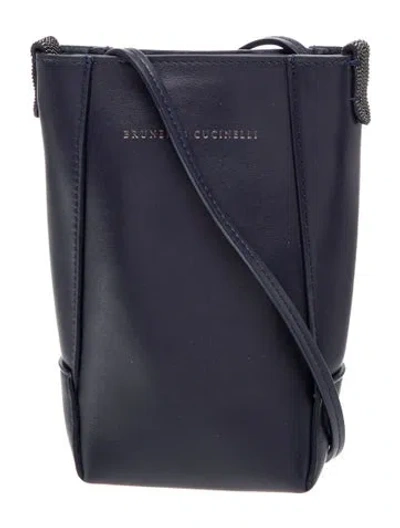 Pre-owned Brunello Cucinelli Leather Bucket Bag W/ Tags In Blue