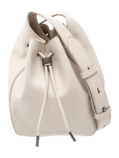 Pre-owned Brunello Cucinelli Leather Bucket Bag W/ Tags In Neutral