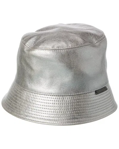 Brunello Cucinelli Leather Bucket Hat In Silver