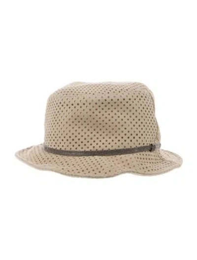 Pre-owned Brunello Cucinelli Leather Bucket Hat In Neutral