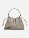 Brunello Cucinelli Mini Drawstring Lambskin Top-handle Bag In Stone