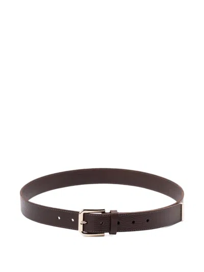Brunello Cucinelli Leather Buckle Belt In Brown