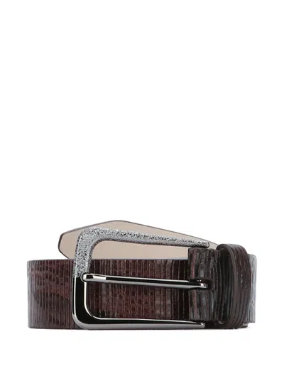Brunello Cucinelli Leather Buckle Belt In Brown