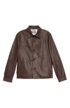 BRUNELLO CUCINELLI LEATHER BUTTON-UP OVERSHIRT