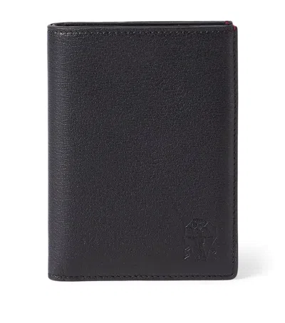 Brunello Cucinelli Leather Capretta Passport Holder In Black