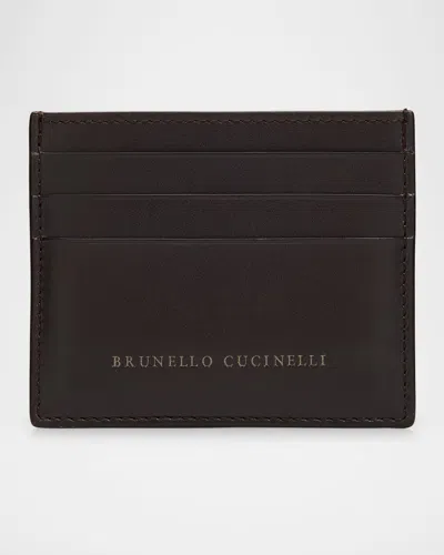 Brunello Cucinelli Leather Card Case In Brown