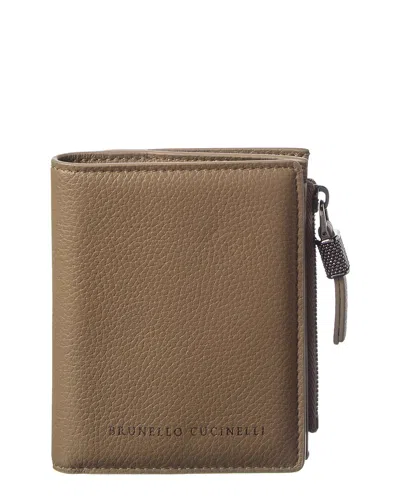 Brunello Cucinelli Leather Card Case In Brown