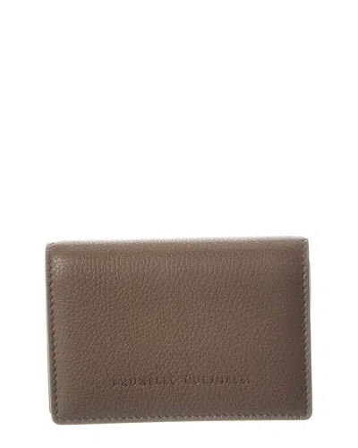 Brunello Cucinelli Leather Card Case In Brown