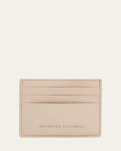 Brunello Cucinelli Leather Card Case In Ivory