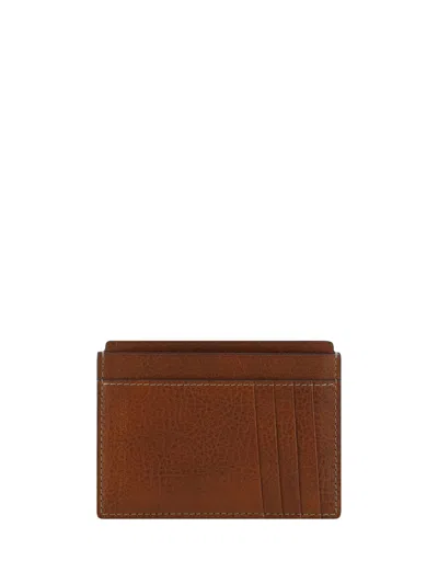 Brunello Cucinelli Leather Card Holder In Bronzo