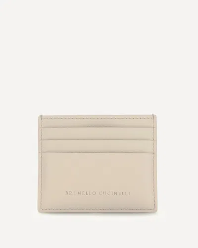 Brunello Cucinelli Leather Card Holder In Sand
